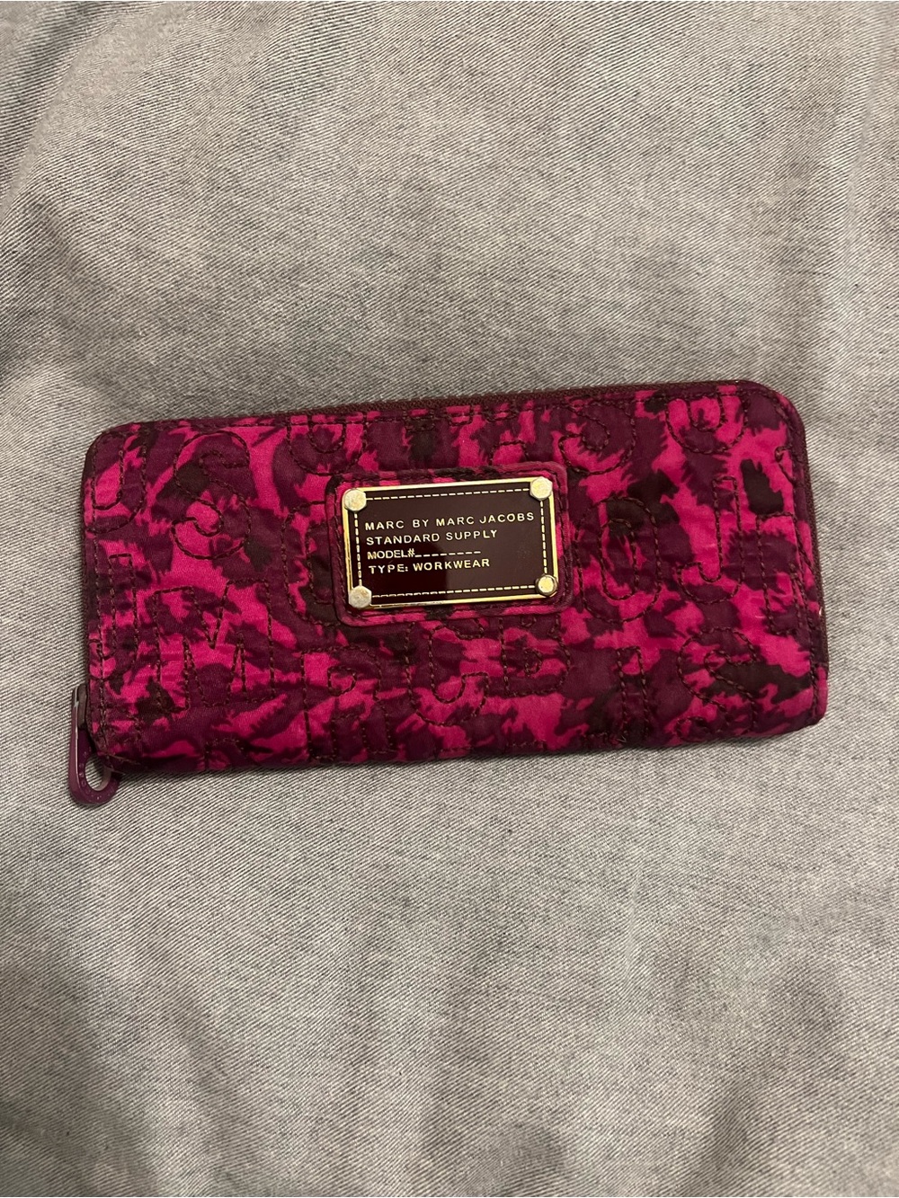 Marc by Marc Jacobs Fuchsia Quilted Zip-Around Wallet with Gold Plaque